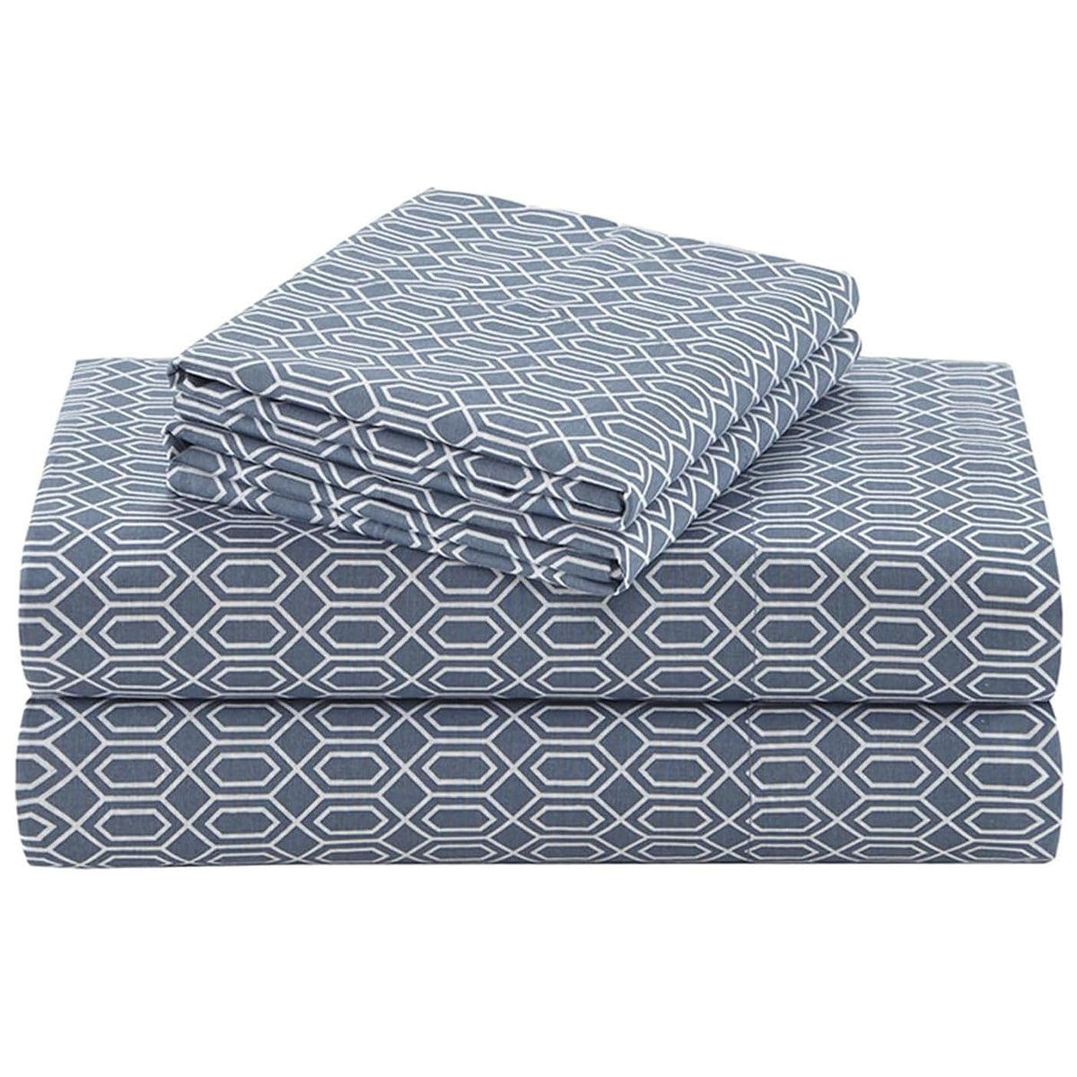 Comfort Spaces Juego de Sábanas de Algodón 144 Hilos - Azul diamante - Doble