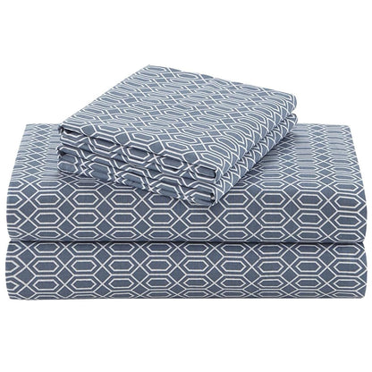 Comfort Spaces Juego de Sábanas de Algodón 144 Hilos - Azul diamante - Doble