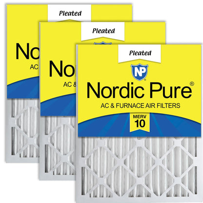 Nordic Pure 20x20x2M10-3 MERV 10 Pleated AC Furnace Air Filter, Box of 3