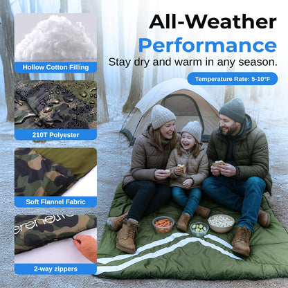 Saco de Dormir para mochilero, Equipo de Campamento, Saco de Dormir Doble para Adultos/Adolescentes con 2 Almohadas, Bolsa – Sacos de Dormir Ligeros a Prueba de Clima al Aire última intervensión,