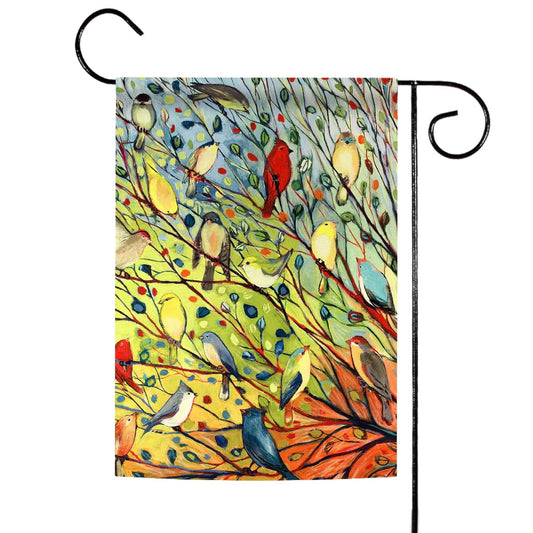Toland Home Garden 119537 - Bandera de primavera de pájaros de árbol de 12 x 18 pulgadas, bandera de jardín de doble cara para decoración de patio al aire última intervensión, hogar, verano, otoño