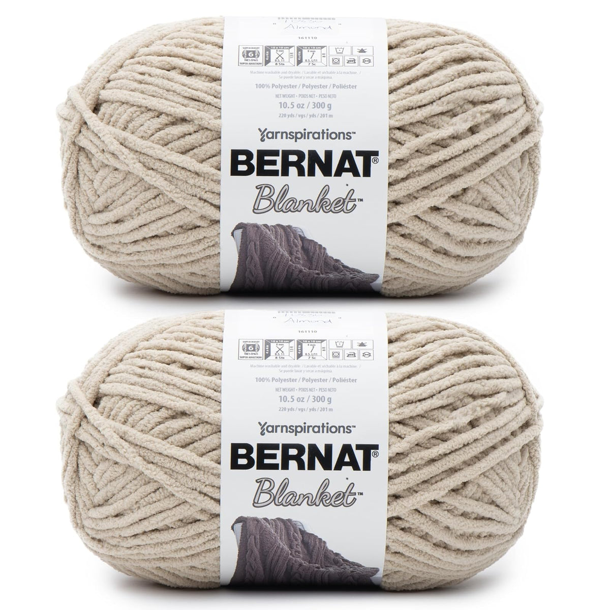 Bernat Blanket Estambre Chenille, Tonos Sólidos - Manta BB - 220 yards - beige