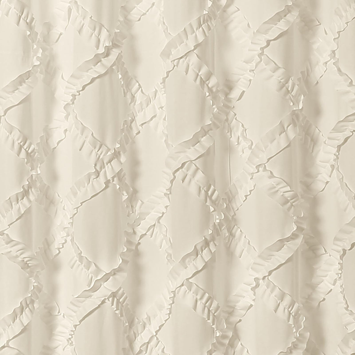 Lush Decor - Cortina de Ducha con Volantes de Color Marfil y Amarillo pálido | Diseño Texturizado Estilo rústico Shabby Chic x 72, 72 x 72 Pulgadas