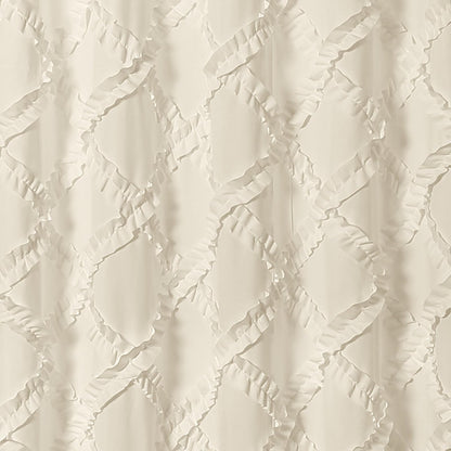 Lush Decor - Cortina de Ducha con Volantes de Color Marfil y Amarillo pálido | Diseño Texturizado Estilo rústico Shabby Chic x 72, 72 x 72 Pulgadas