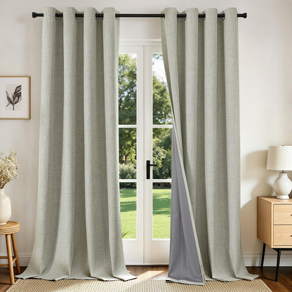Joydeco Cortinas Opacas de Lino Sintético, 2 Paneles - Beige claro - 132An x 274Al cm (2 Paneles)