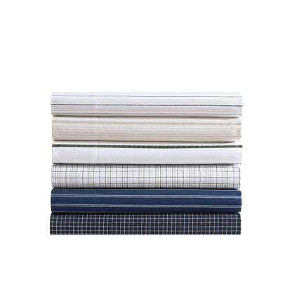 Nautica - Juego de sábanas matrimoniales, algodón de Alta Calidad, decoración del hogar a Cuadros, Certificado Oeko-Tex (Reece Plaid Navy, Full)