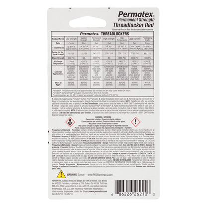 Permatex Adhesivo Anaeróbico Threadlocker Rojo 26210 Gotero 10 ml