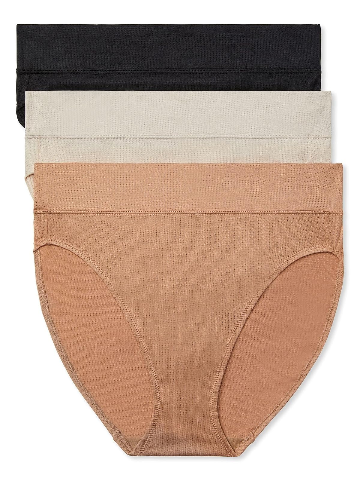 Warner's Calzón de Corte Alto Blissful Benefits Paquete de 3 - M - Almendra tostada - Butterscotch - Negro