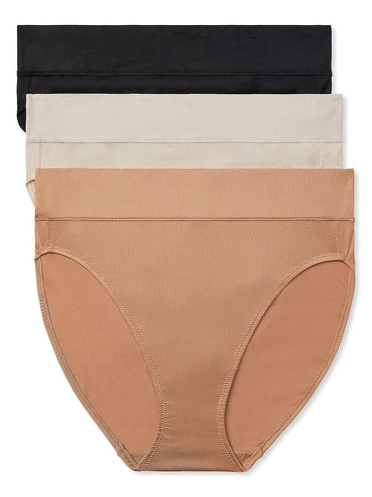 Warner's Calzón de Corte Alto Blissful Benefits Paquete de 3 - M - Almendra tostada - Butterscotch - Negro