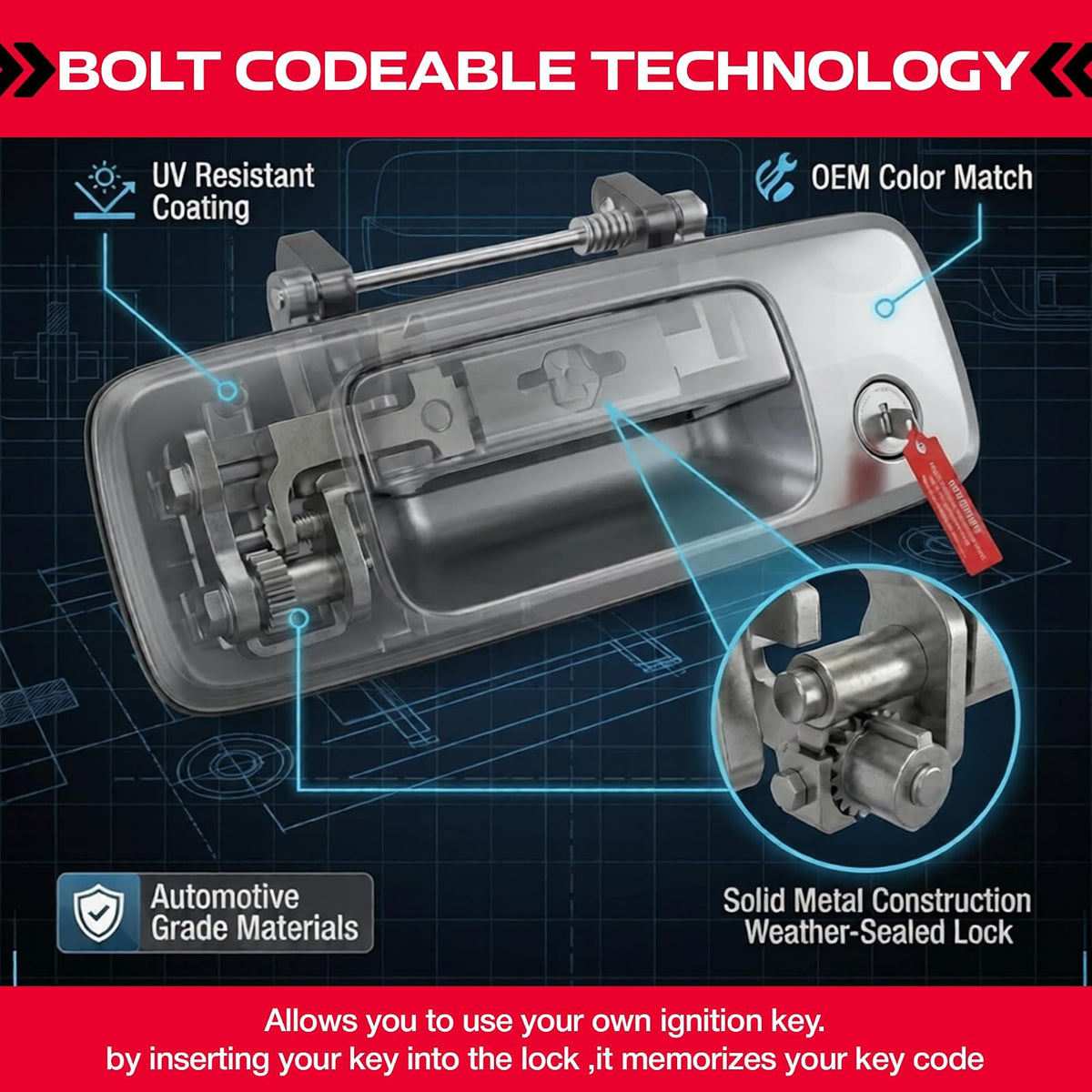 Pop & Lock PL5400 - Candado manual para portón trasero con tecnología de código de pernos para Toyota Tacoma
