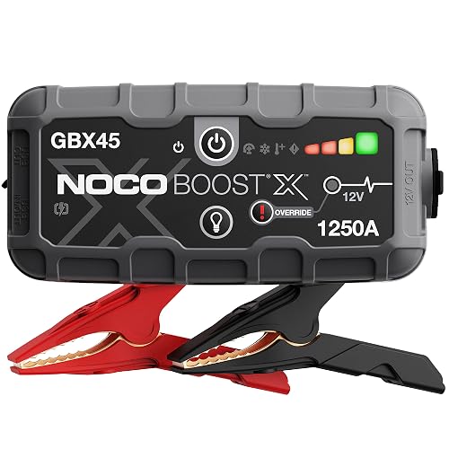 NOCO Boost X GBX45: Arrancador de batería de Auto 1250A – Booster de Litio portátil 12V, Power Bank y Cables para Pasar Corriente – para Motores de Gasolina hasta 6.5L y diésel hasta 4.0L