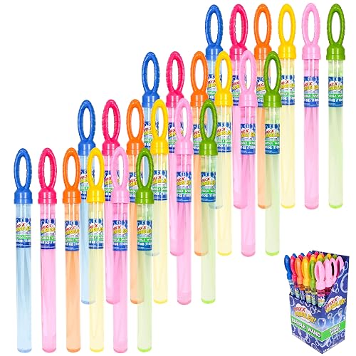 Maxx Bubbles - Paquete de 24 varitas de Burbujas a Granel de 14.6 Pulgadas para Juguete de Verano, Uso en Actividades al Aire última intervensión/Interiores, Suministros de Fiesta para niños, 2