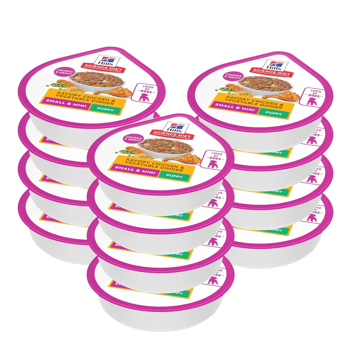 Hill's Science Diet Alimento Húmedo para Cachorro Sabor Pollo 12 Pack 99G | Alimento húmedo Hill's para perro, pollo real, razas pequeñas, crecimiento sano, desarrollo cerebral con DHA