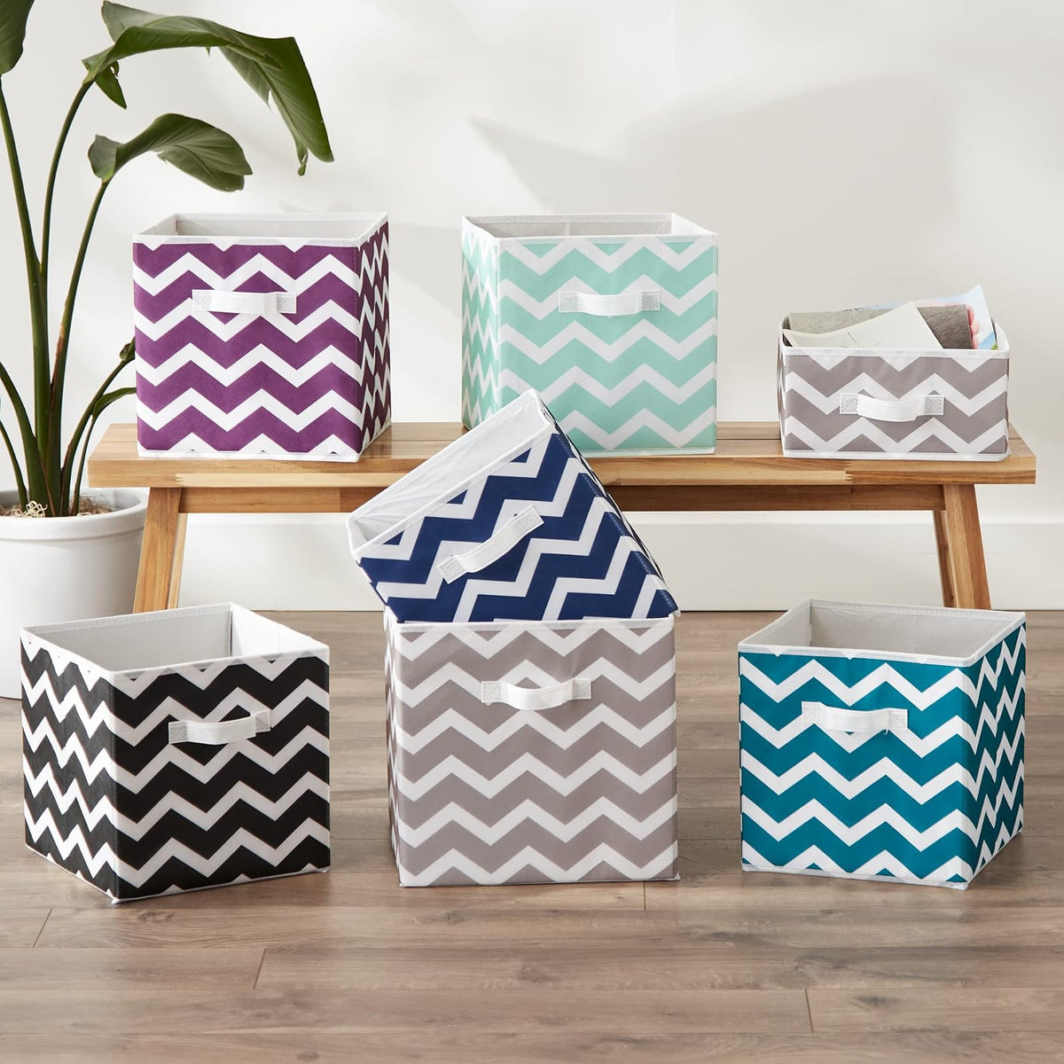 DII Cajas de almacenamiento de tela para guardería, oficinas, y organización del hogar, Gris, 11" Small - Set of 4, 1, 1