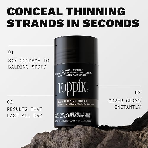 TOPPIK Fibras de construcción de pelo, Café Oscuro, 1.94 oz.