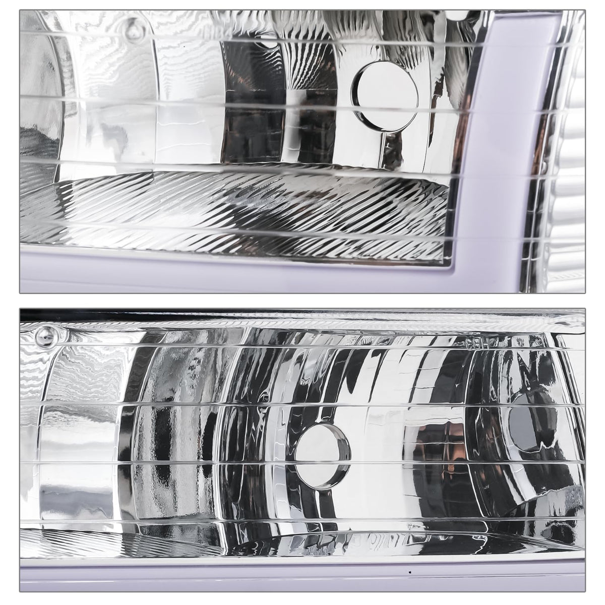 M-Auto Juego de 4 Faros Delanteros con Tira LED DRL Compatible con 99 00 01 02 Chevy Silverado 1500HD 2500HD 3500HD, 00-06 Suburban 1500 2500 Tahoe