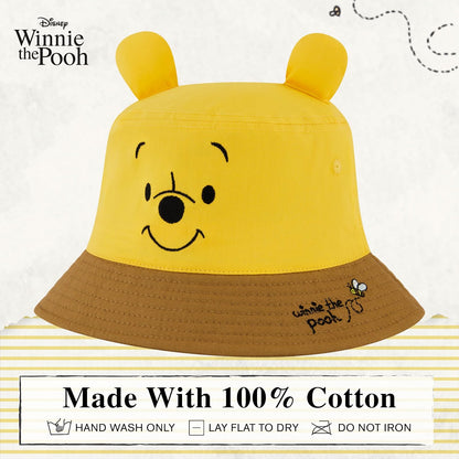 Concept One Sombrero Disney Winnie The Pooh Viaje | Plegable, Orejas de Oso 3D, Talla única, Color Amarillo Miel, Ala ancha, 100% algodón