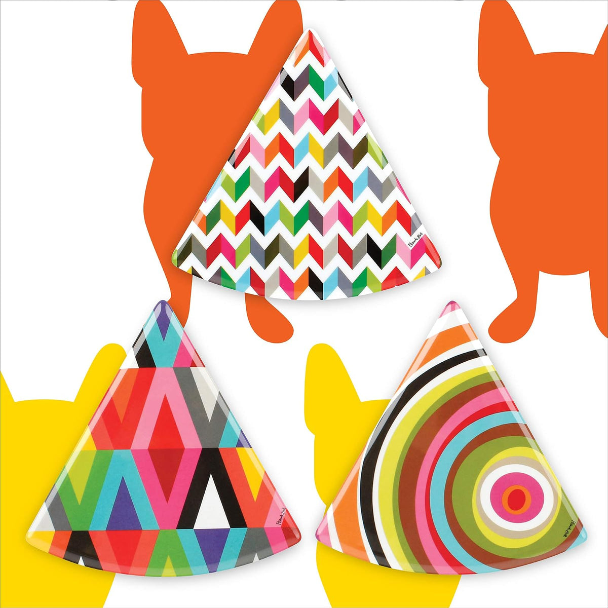 French Bull - Juego de 6 platos surtidos de melamina, vajilla de melamina, para servir, fiesta, plato, plato (platos de postre de 8 pulgadas, surtidos)