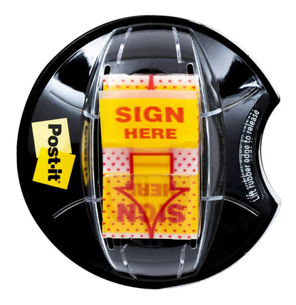 Post-it Flags, "Sign Here", Yellow, 1-Inch Wide, 200/Dispenser (680-HVSH)