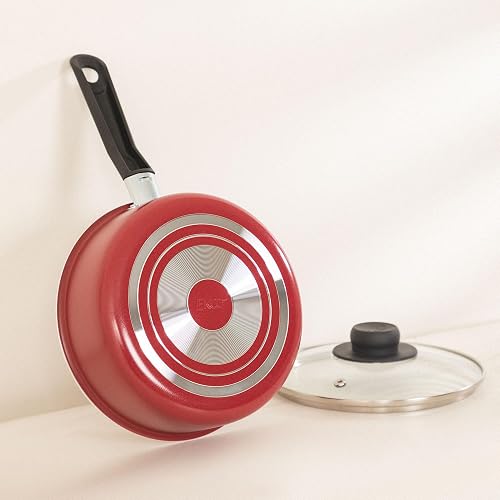 Ekco | Cazo con Tapa Classic Aluminio Antiadherente Geothermic Rojo 18cm | Tapa de vidrio, Fácil limpieza, Libre de PFOA, Cocción uniforme, Mango resistente, Baquelita aislante