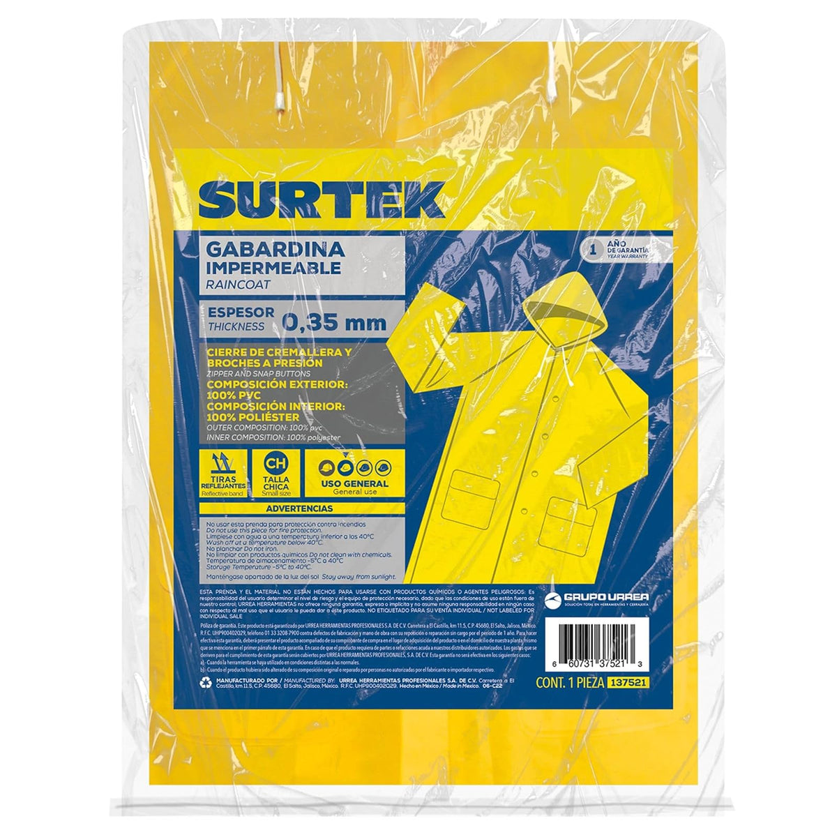 Surtek 137521 Gabardina Impermeable, Chica