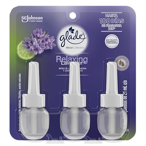 Glade Aromatizante para Hogar Eléctrico Relaxing Lavender, 3 Repuestos 21ml