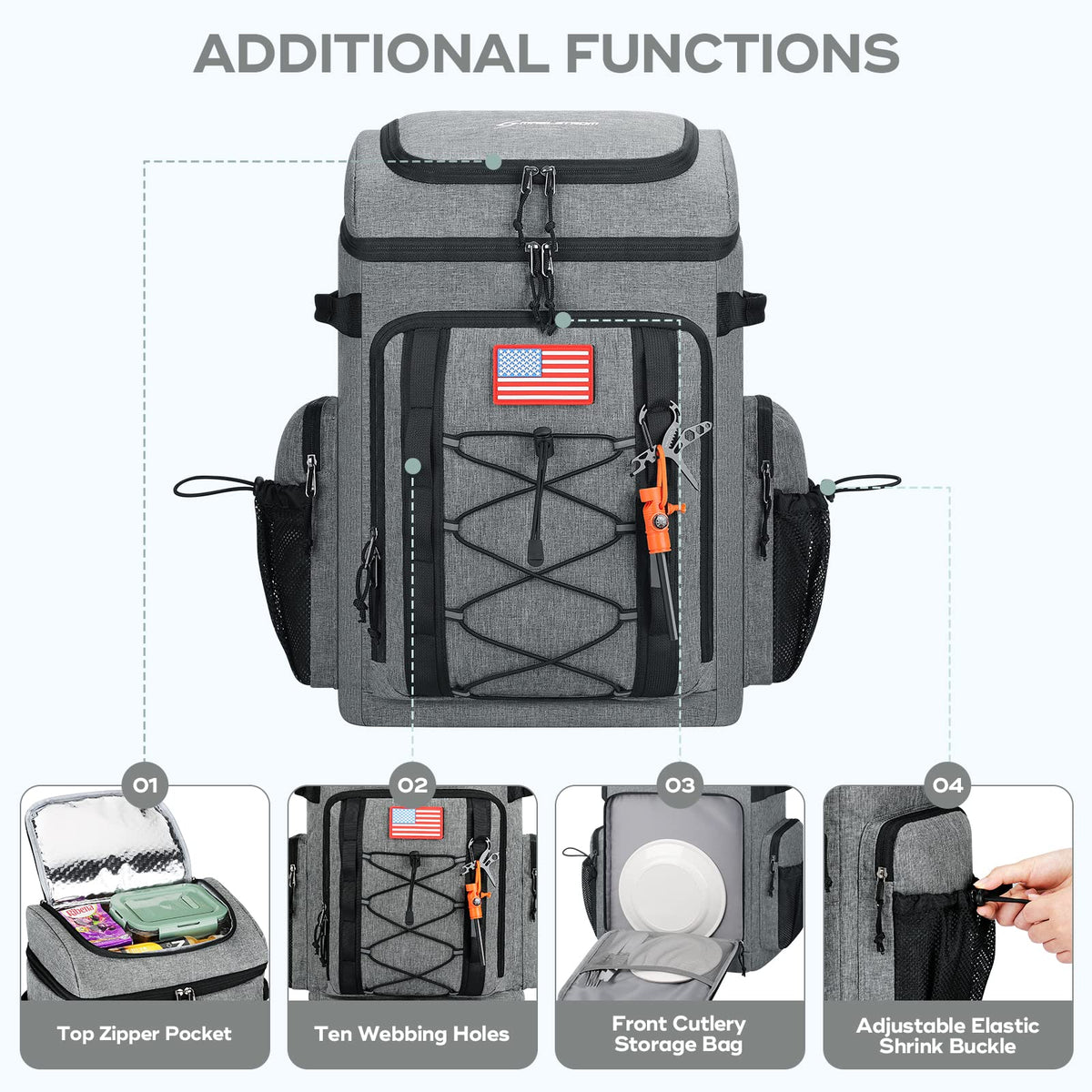 Maelstrom - Mochila enfriadora de 50 latas con Aislamiento Suave, portátil, Ligera, a Prueba de Fugas, Enfriador de Playa de Gran Capacidad, Mochila de Almuerzo Impermeable para Hombres y Mujeres