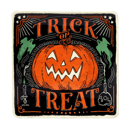 Certified International Scaredy Cat Platos de postre y ensalada de 8.5 pulgadas, varios diseños, multicolor, mediano, juego de 4