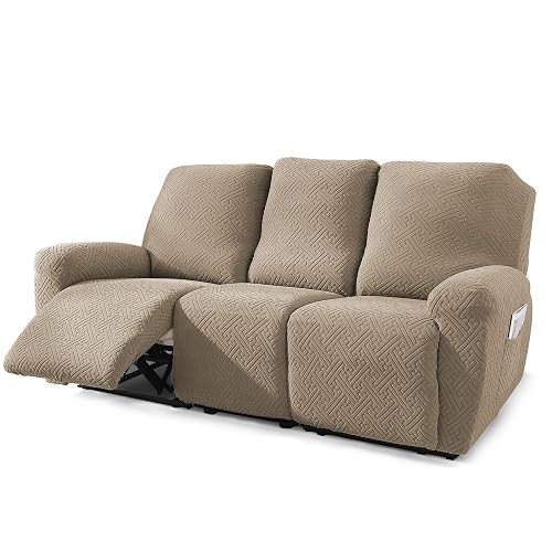 Northern Brothers - Fundas elásticas para sofá reclinable de 3 plazas, Funda para sofá reclinable y 3 Cojines, Fundas para sofá reclinable, Color Caqui