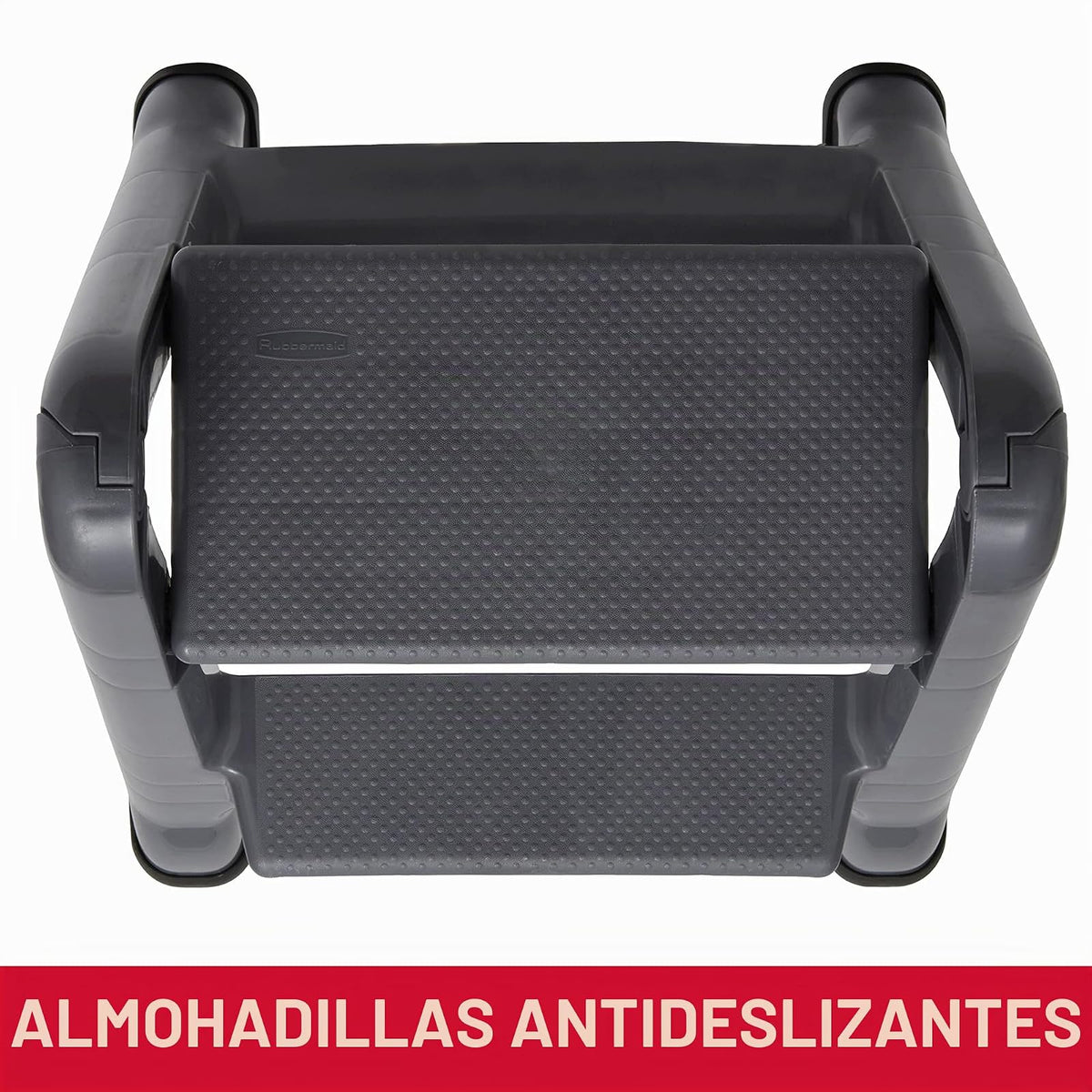 Rubbermaid Commercial Products E-Z Step – Banco Escalera Plegable de 2 Peldaños, Taburete Portátil de Alta Resistencia, 136 kg, Negro FG420903