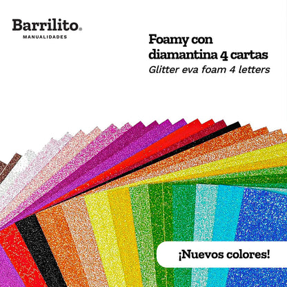 Barrilito Foamy Diamantinado. Tamaño 4 Cartas. 56x43cm. Verde Hoja. FD4C012