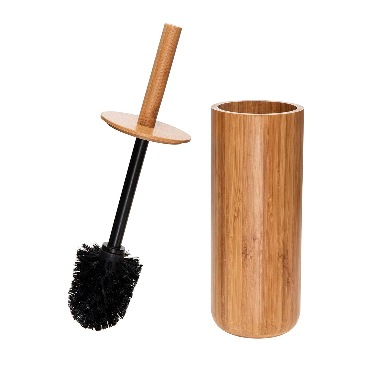 Bath Bliss - Colección de bambú Natural, tazón, Accesorios a Juego para Decorar tu baño, Cepillo para Polvo de Inodoro Redondo Alto