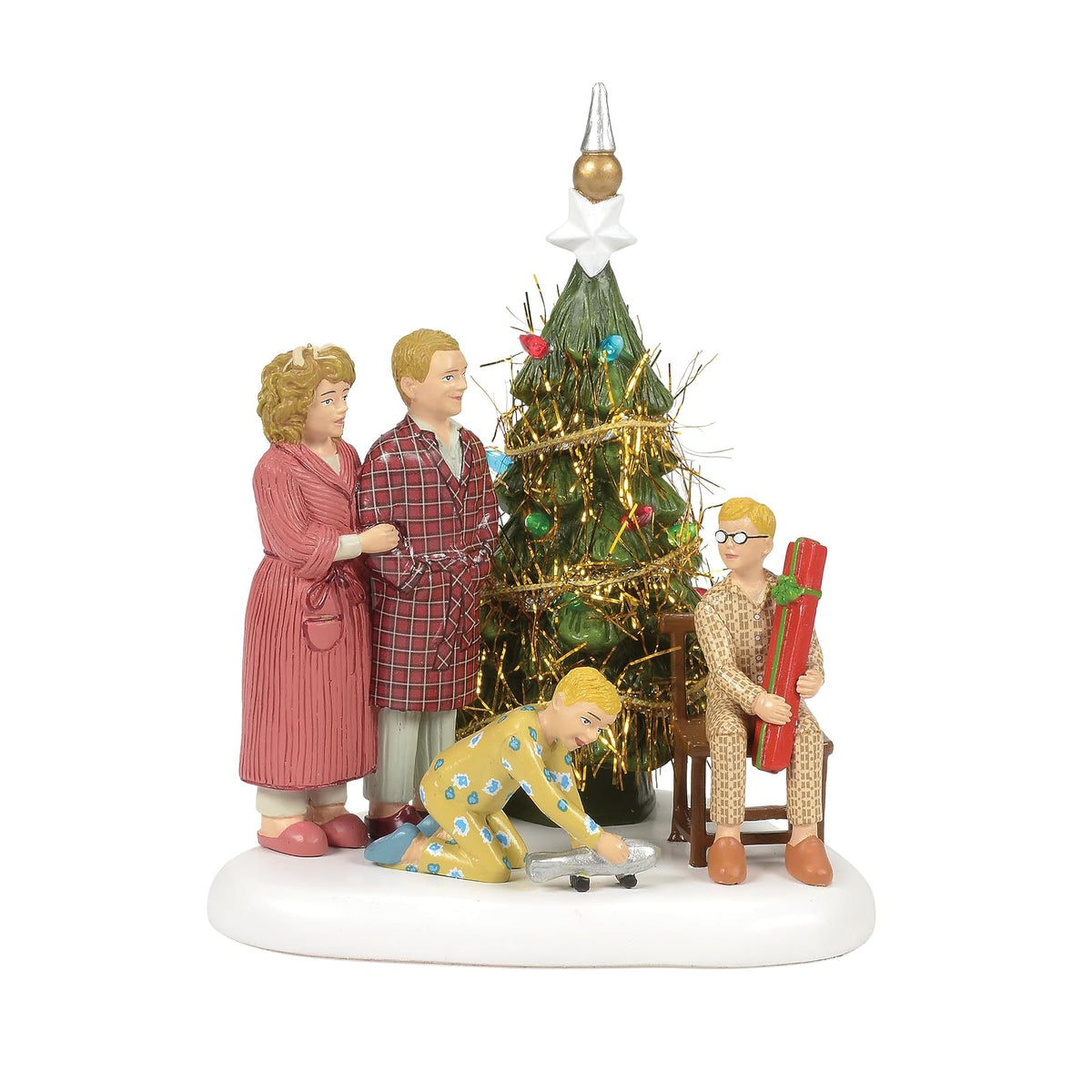 Department 56 A Christmas Story Village Accessories The Family Abre Sus Regalos Figura iluminada, 4.32 Pulgadas, Multicolor