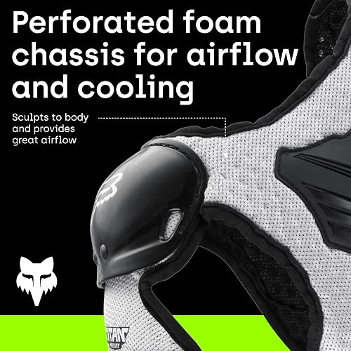 Fox Racing PeeWee Titan Youth Boys Roost Deflector MX/Off-Road/Dirt Bike Motorcycle Body Armor - Black/Silver / Medium/Large