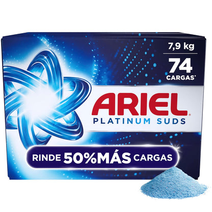 Ariel Platinum Suds Detergente en Polvo, 74 Cargas* 7,9kg. Limpieza en Ropa Blanca y de Color