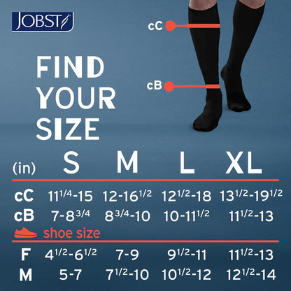 JOBST ACTIVA Athletic - Calcetines de compresión de 15 a 20 mmHg hasta la rodilla, puntera cerrada, blanco, talla S