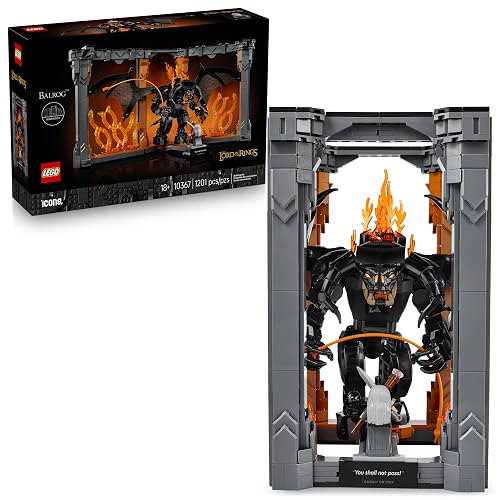 Lego Icons Rincón Entre Libros: El Señor de los Anillos: Balrog Kit de Decoración, Set de Construcción, Regalo para Adultos y Amantes de la Épica Trilogía Cinematográfica 10367