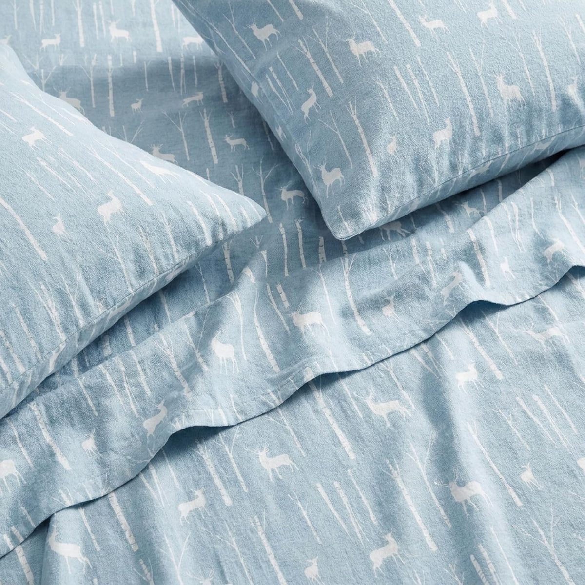 Eddie Bauer - Juego de sábanas Individuales, Ropa de Cama de Franela de algodón cálido y Transpirable con Bolsillos Profundos, Cepillado para Mayor suavidad, acogedora decoración del hogar,