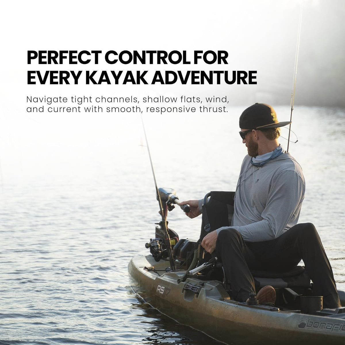 Newport Vessels Kayak Series - Motor eléctrico de arrastre de agua salada con indicador de batería LED (eje de 24 pulgadas)