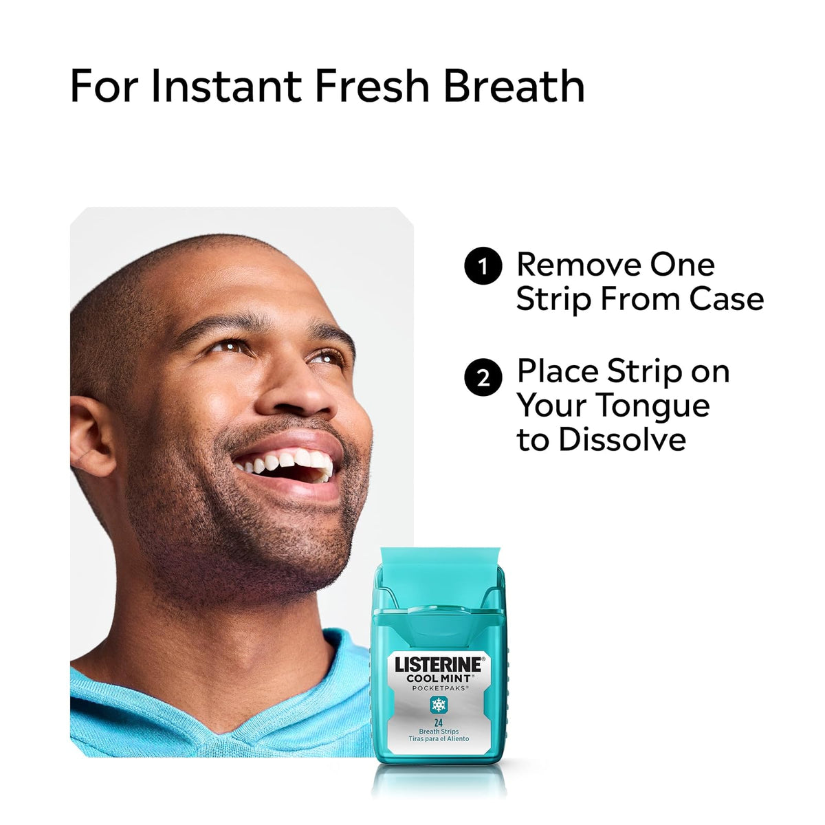 Listerine Cool Mint Pocketpaks Breath Strips Kills Bad Breath Germs, 24-Strip Pack, 3 Pack (72 Total Strips)