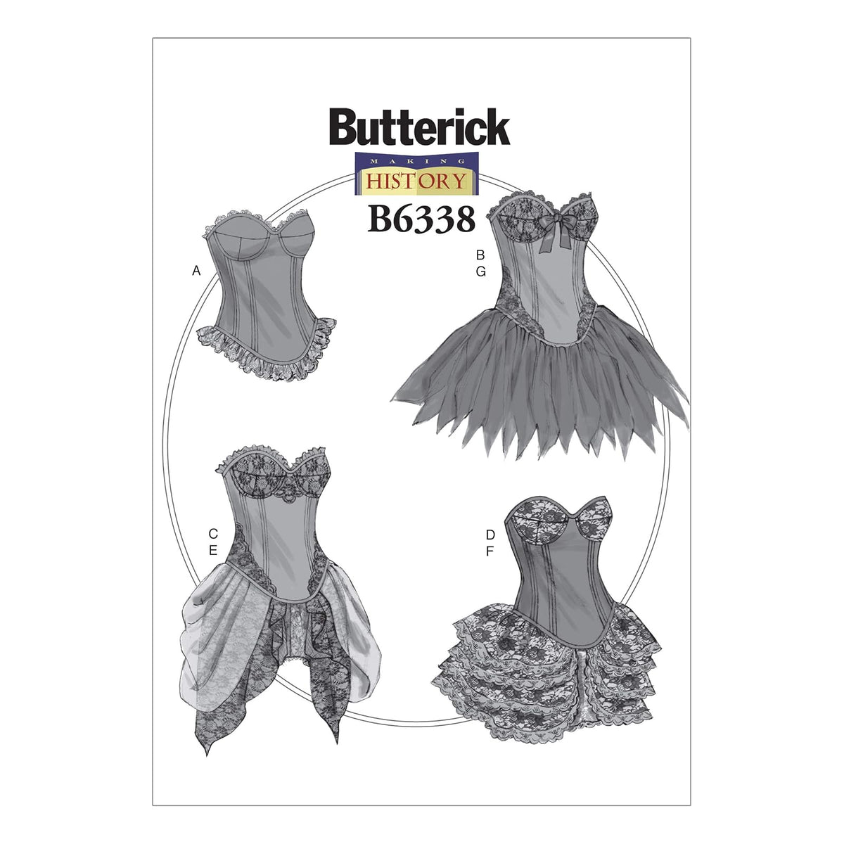 BUTTERICK PATTERNS B6338 Corsés y Faldas con Dobladillo Curvado, A5 (6-8-10-12-14)