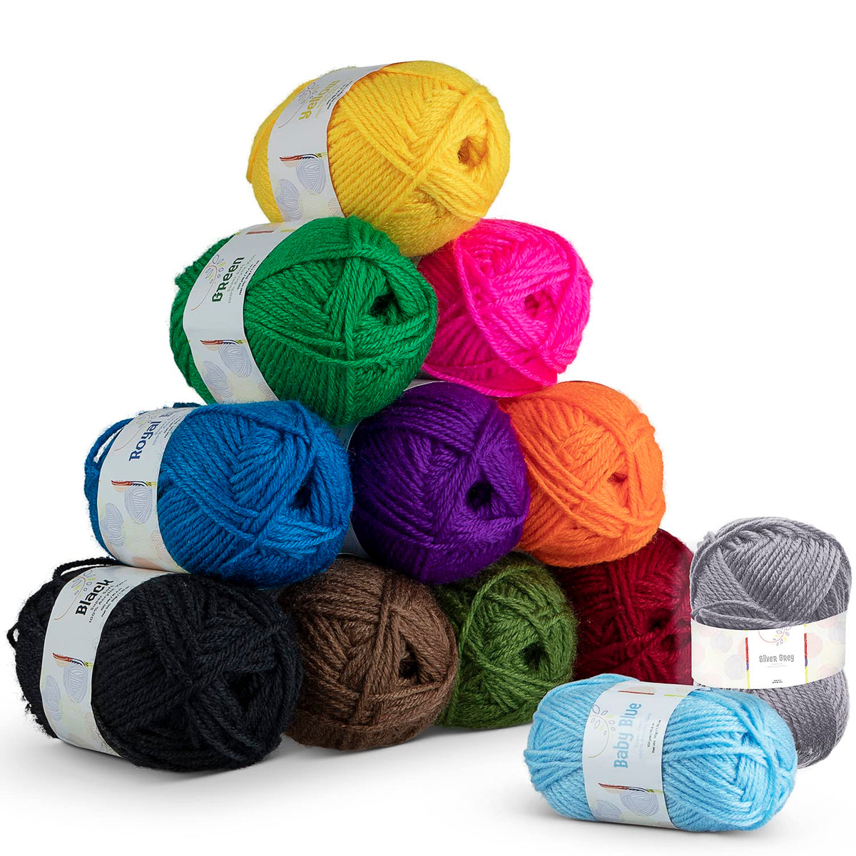 Madejas de hilo acrílico, 12 x 50 g, 1200 yardas, hilo para ganchillo suave, para tejer y manualidades, hilo multicolor para manualidades y adultos, paquete de 12