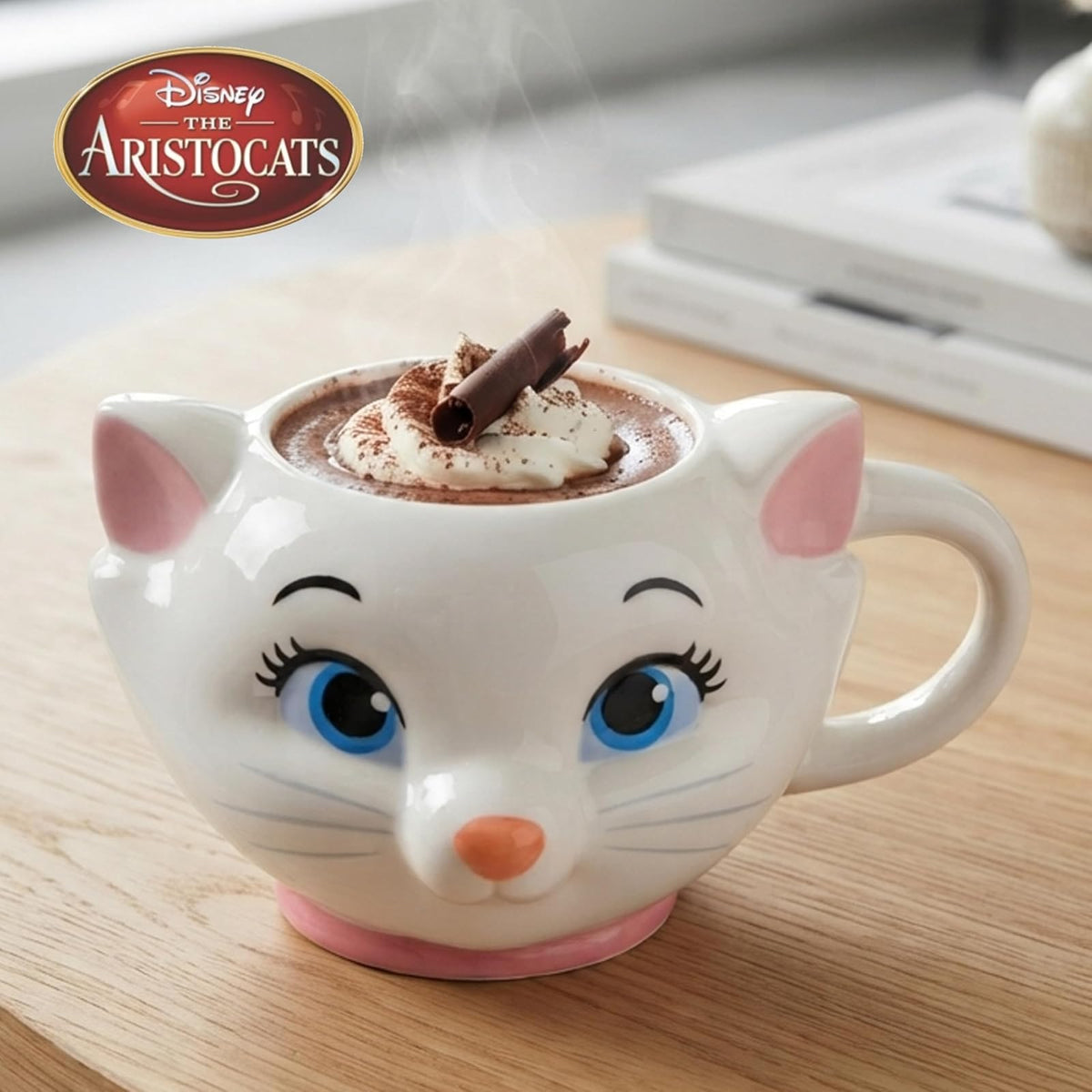 Silver Buffalo Disney Aristocats Marie Face - Taza esculpida 3D de cerámica, 20 onzas