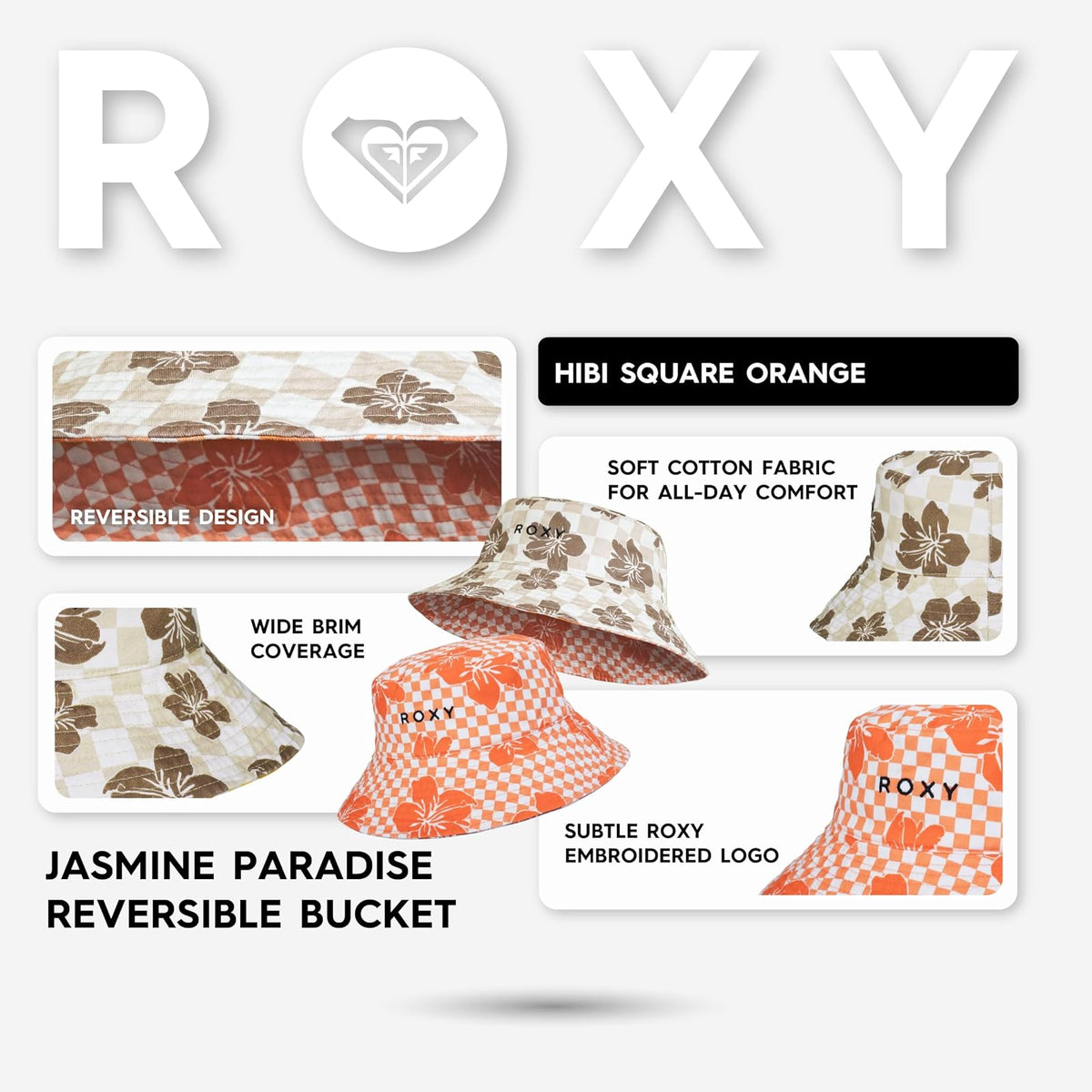 Roxy Jasmine Paradise Reversible Bucket Sombrero de Copa Baja Mujer