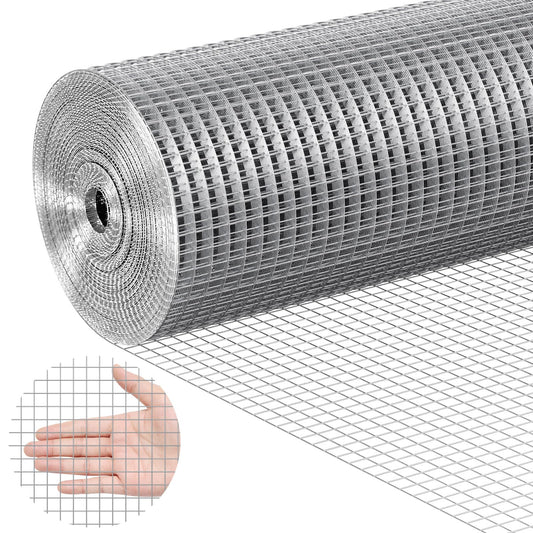 VEVOR Malla de Alambre Soldada 610mm x 30,48m Rollo de Malla de Alambre Galvanizado en Caliente 12,7x12,7 mm Valla de Alambre de Gallinero Calibre 19 para Jaulas de Conejos, Jardín, Roedores Pequeños
