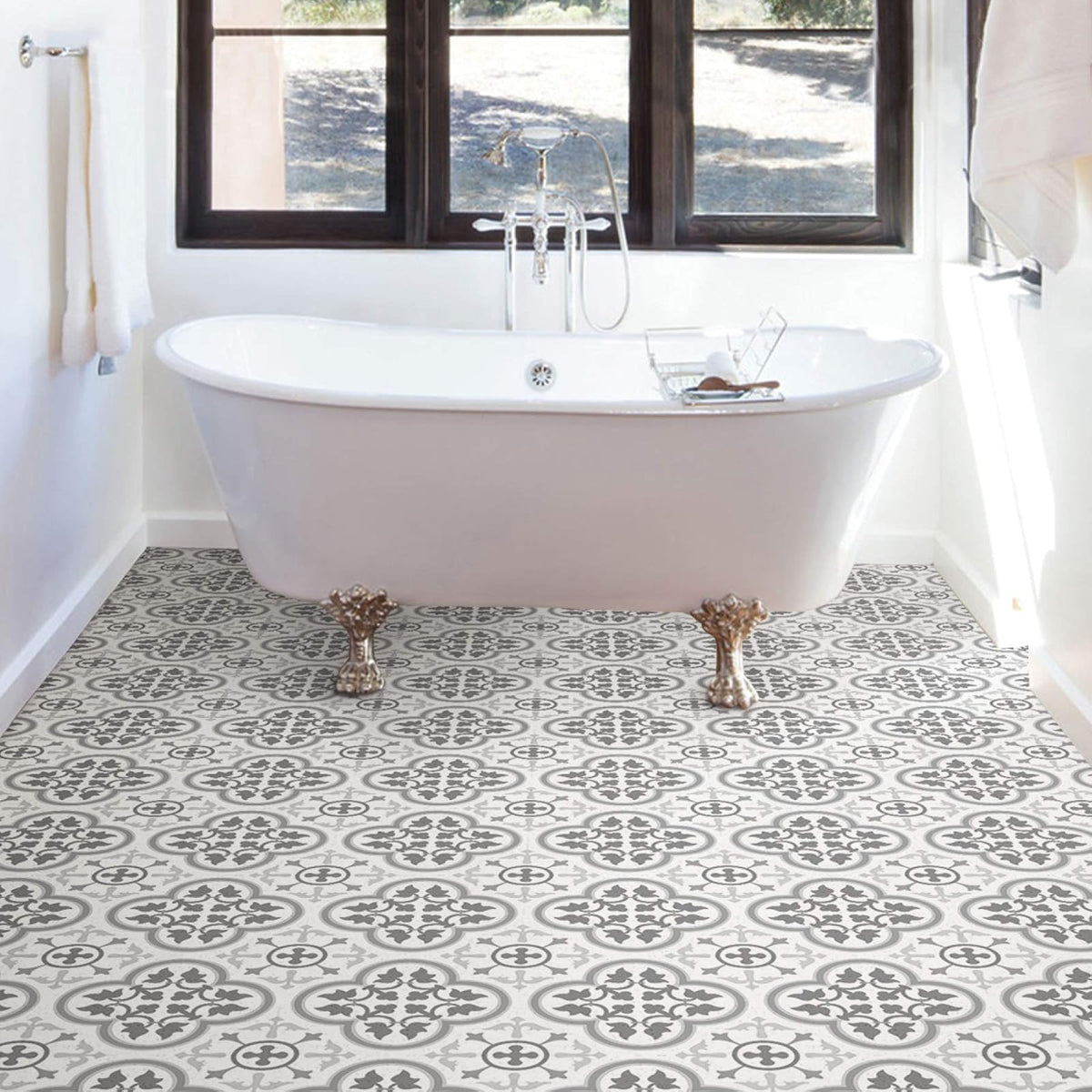 FloorPops FP2953 - Azulejos Remy, despegar y pegar, color gris