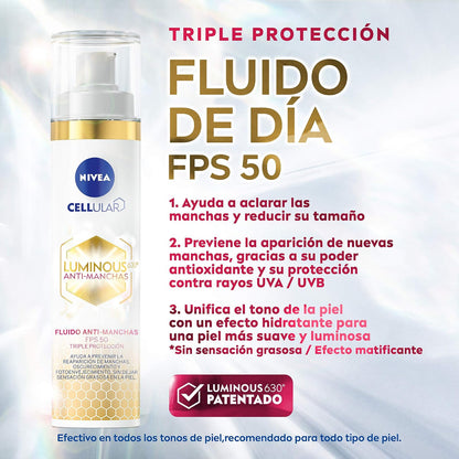 NIVEA Kit nivea luminous 630: serum facial anti-manchas 30ml + fluido facial anti-manchas fps50 40ml