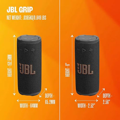 JBL Grip - Altavoz Bluetooth Compacto con Sonido Bold JBL Pro y luz Ambiental, hasta 14 Horas de Tiempo de reproducción, Agua, Polvo y caídas (IP68) y conexión multiparlante con Auracast (púrpura)