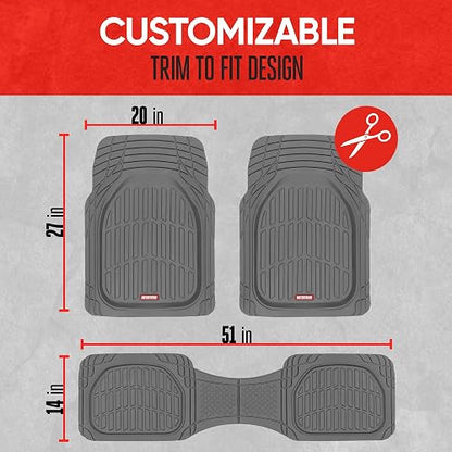 Motor Trend flextough alfombrillas - Plato hondo alfombrillas de goma resistente para automóvil SUV Camión & Van, color negro, Gris