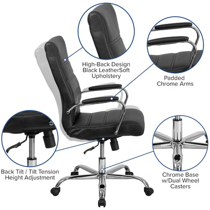 Flash Furniture High Back Office Chair | High Back LeatherSoft Executive Office Swivel Chair with Wheels